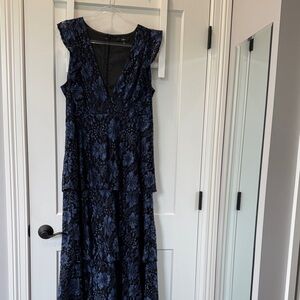 Lulu's Navy Floral Lace Maxi Dress
